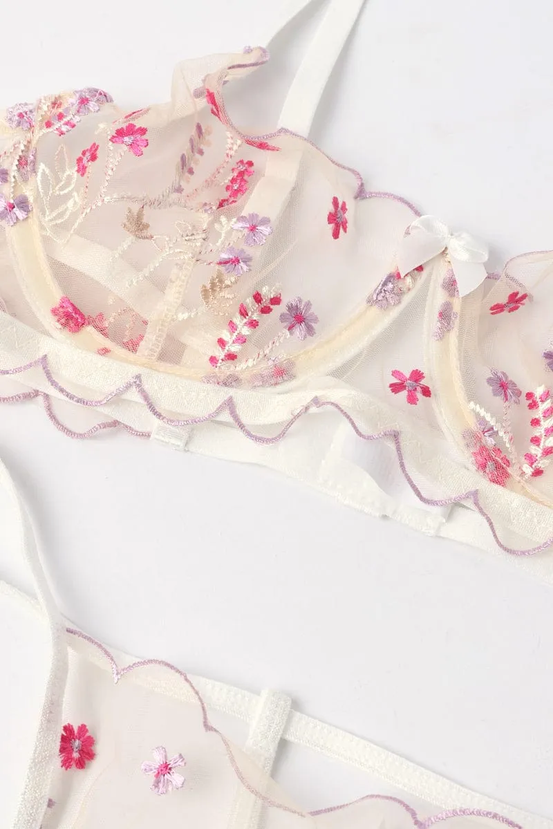 White Embroidery Lingerie Set