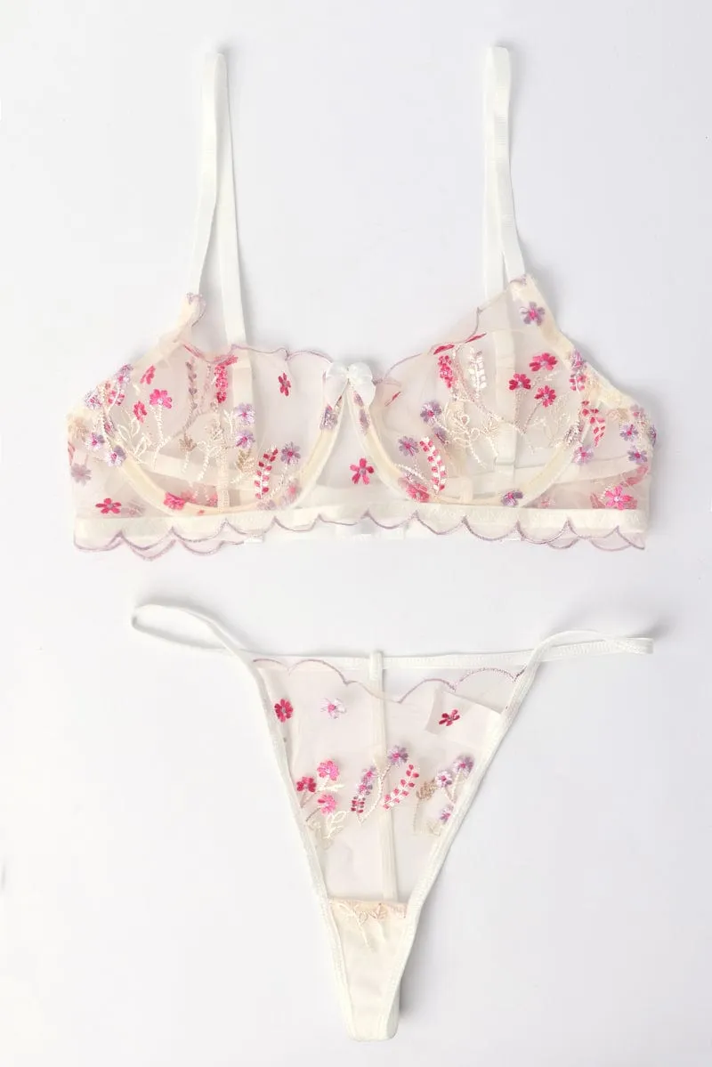 White Embroidery Lingerie Set