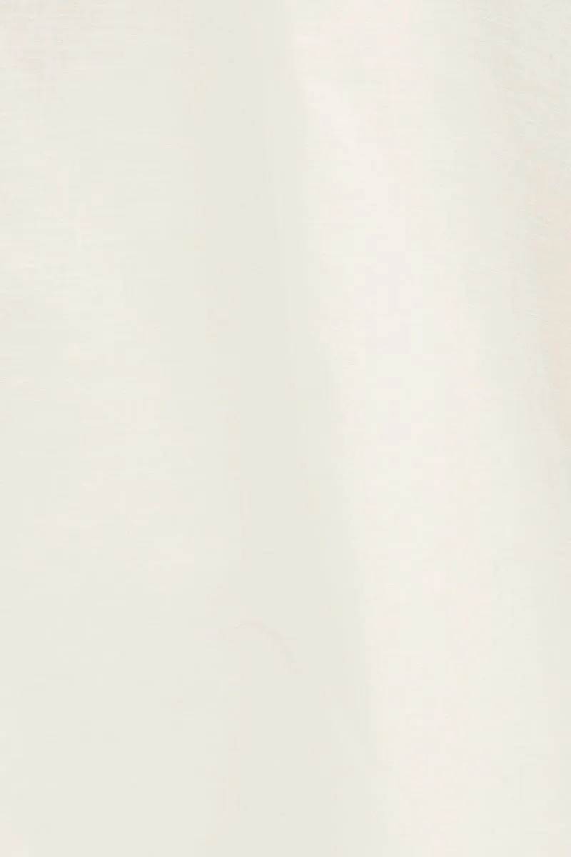 White Maxi Skirt Linen Blend Side Split