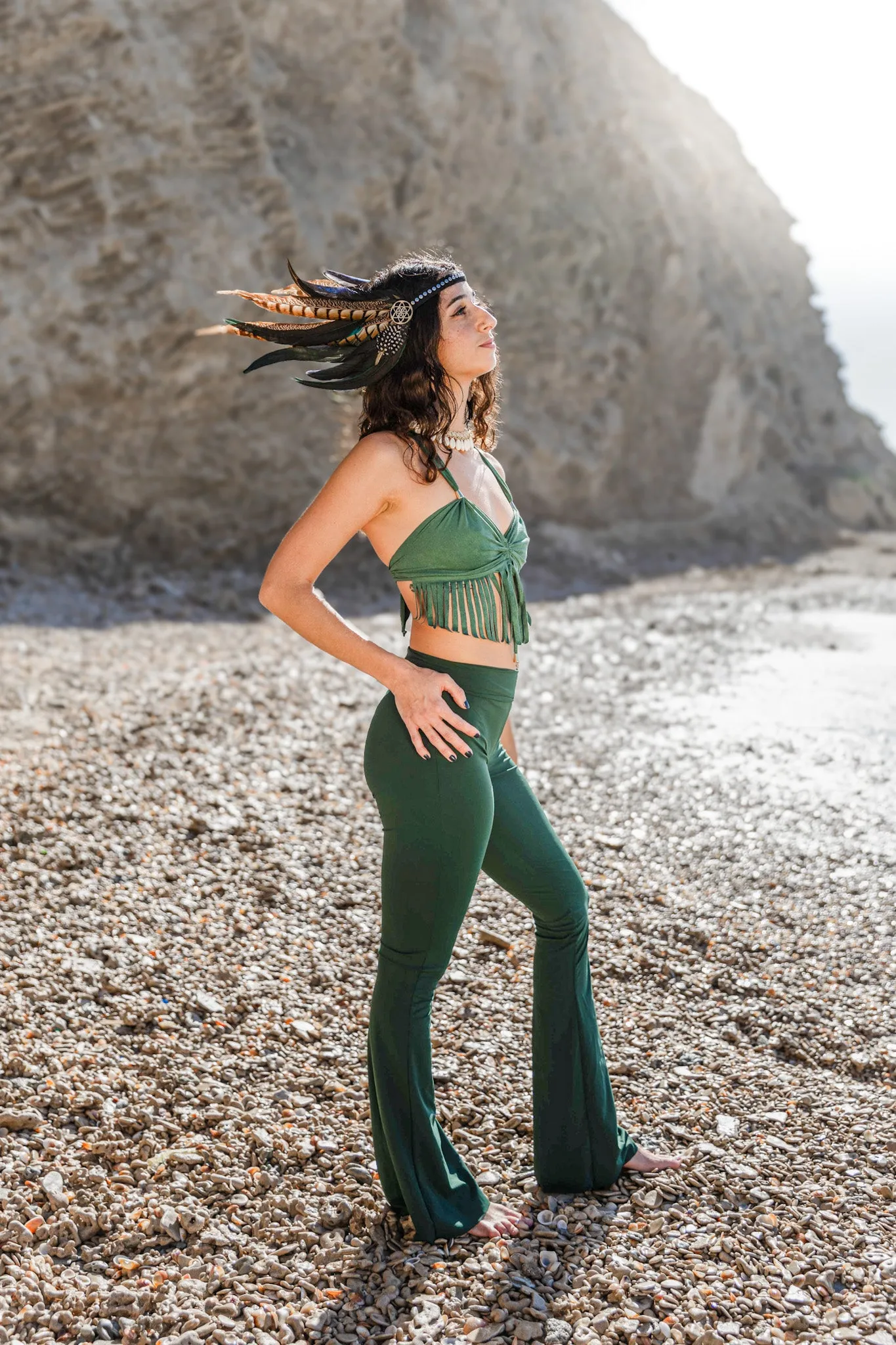 Wholesale - Flare Yoga Pants For Women In Green