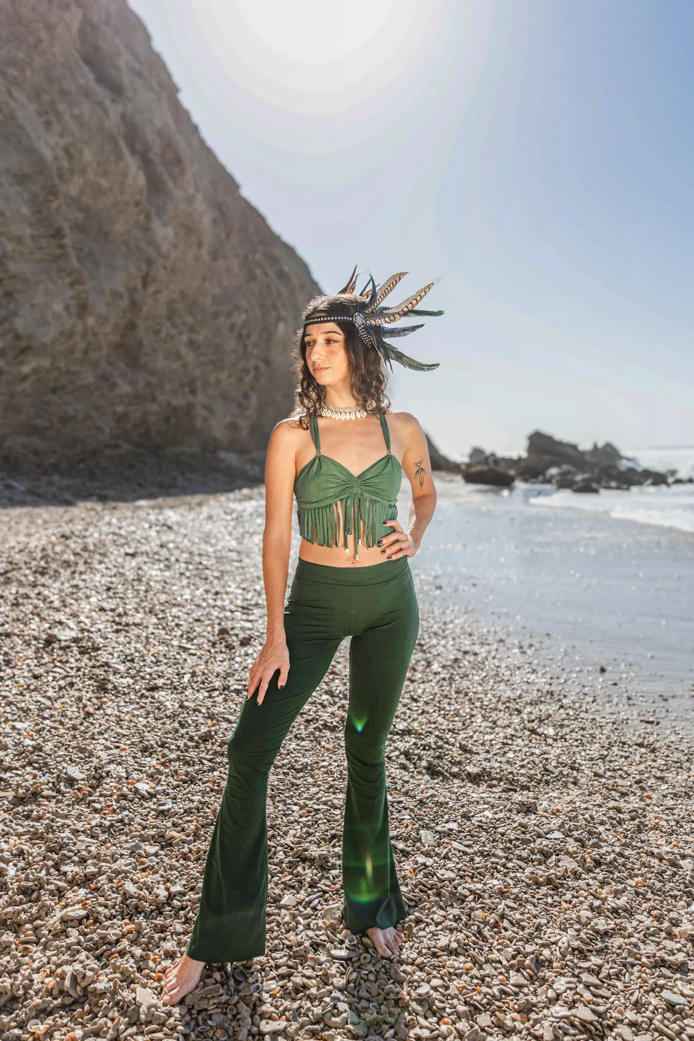 Wholesale - Flare Yoga Pants For Women In Green