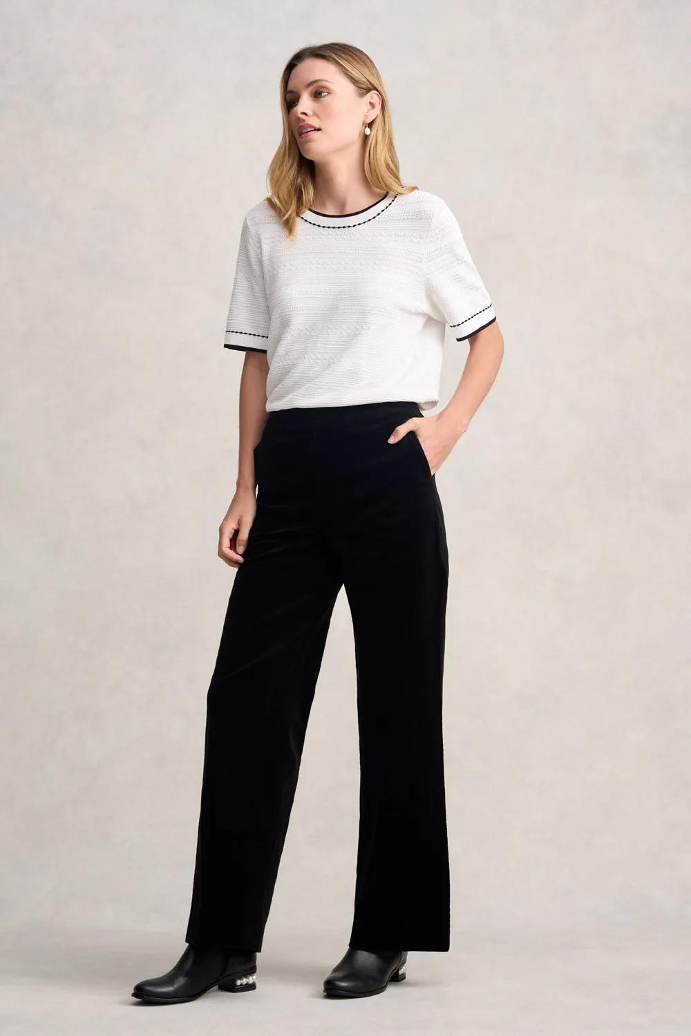 Wide Leg Cord Pant - Black
