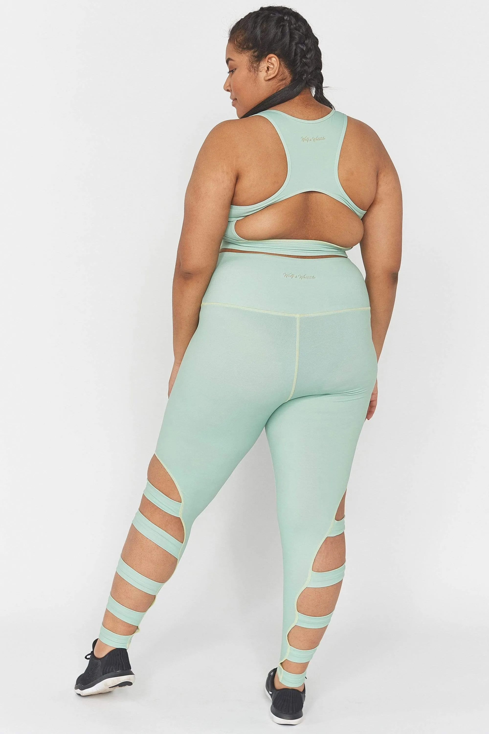 Wolf & Whistle Green Long Strappy Curve leggings