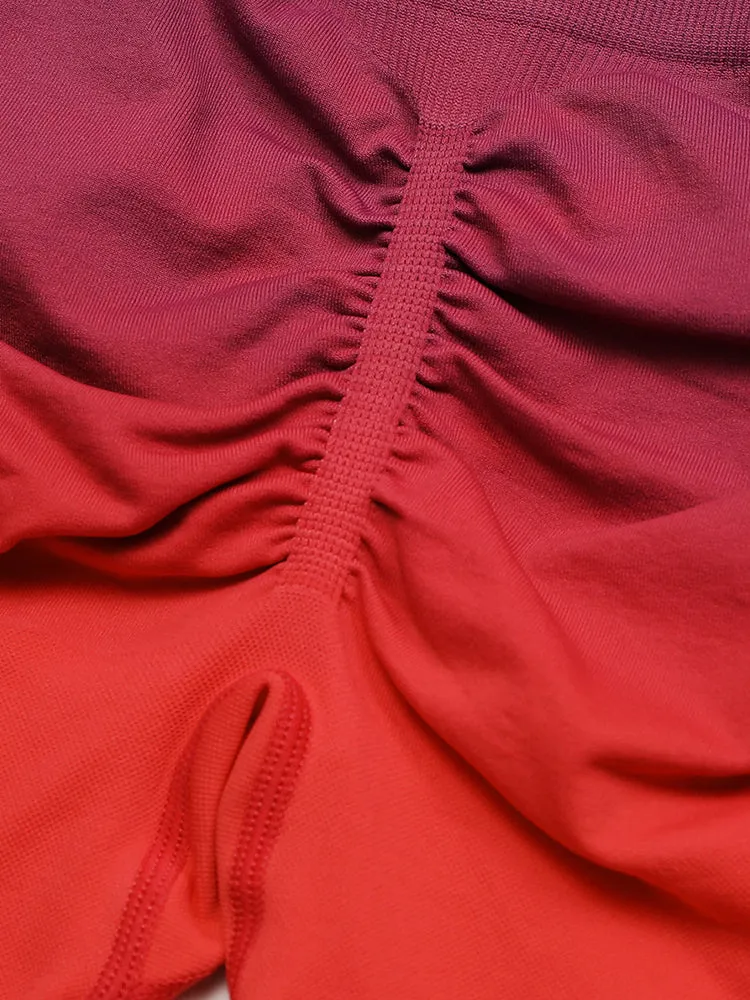 Women High Waist Workout Yoga Gym Gradient Ramp Seamless Cycling Shorts