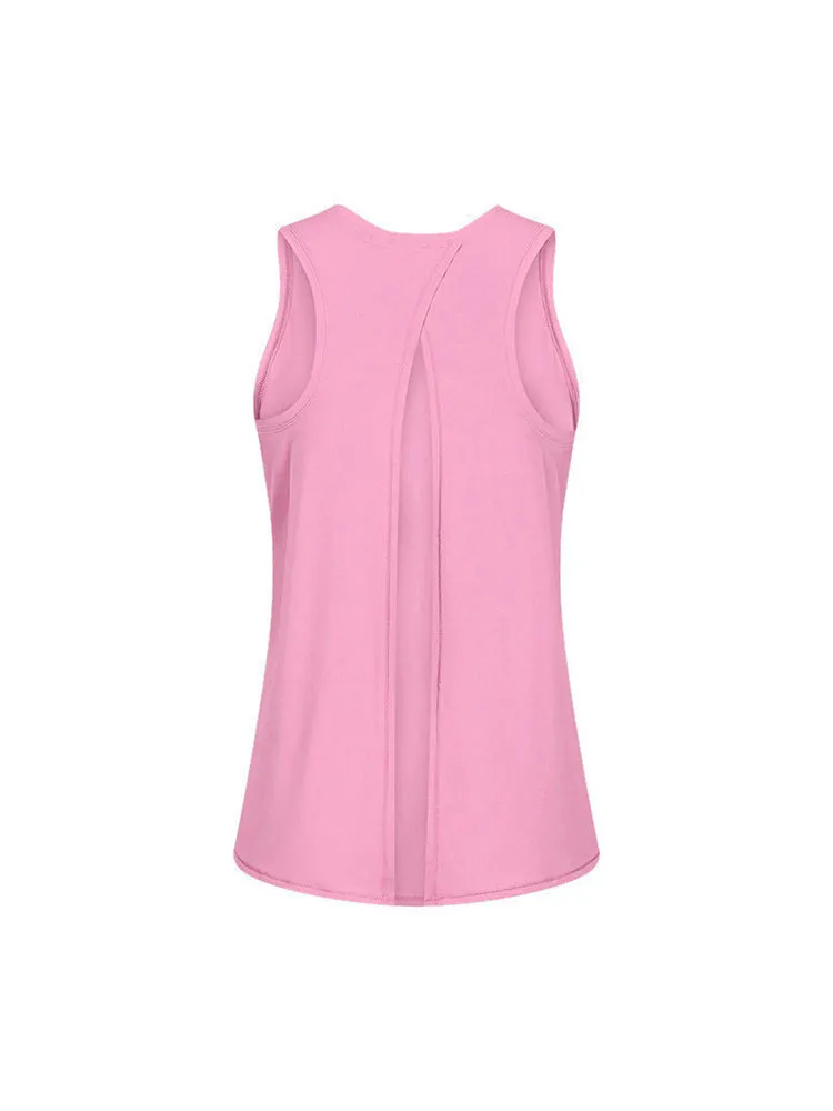 Women Open Back Workout Exercise Athletic Sleeveless Yoga Tank Top Shirts