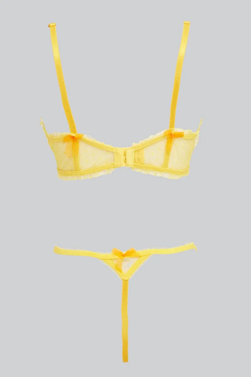 Yellow Fruit Embroidery Lingerie Set