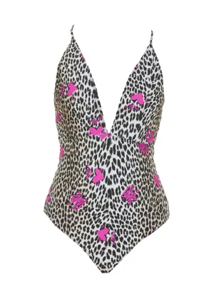 Zadig & Voltaire Logo Detailed Animal Print One-Piece Swimsuit