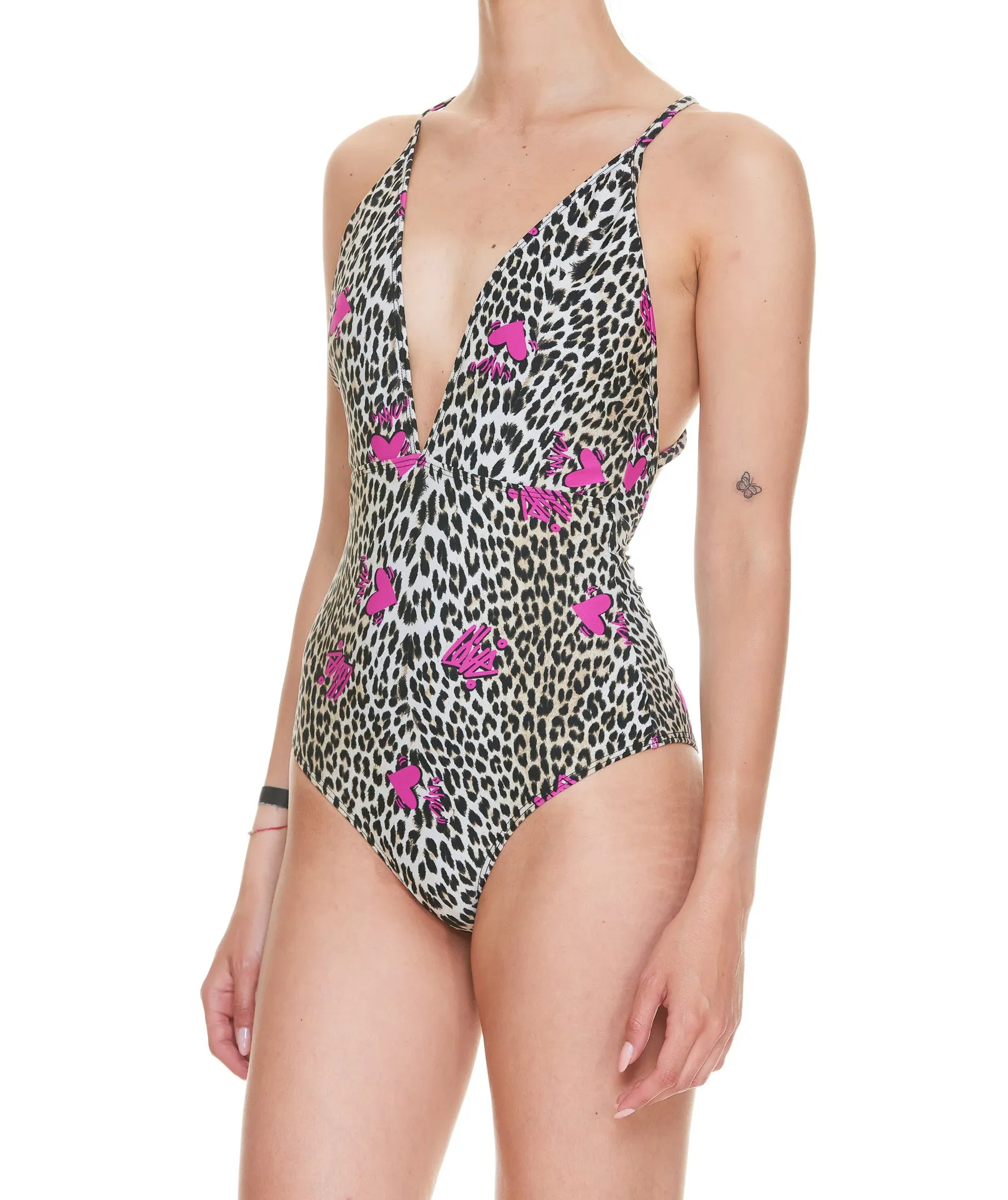 Zadig & Voltaire Logo Detailed Animal Print One-Piece Swimsuit