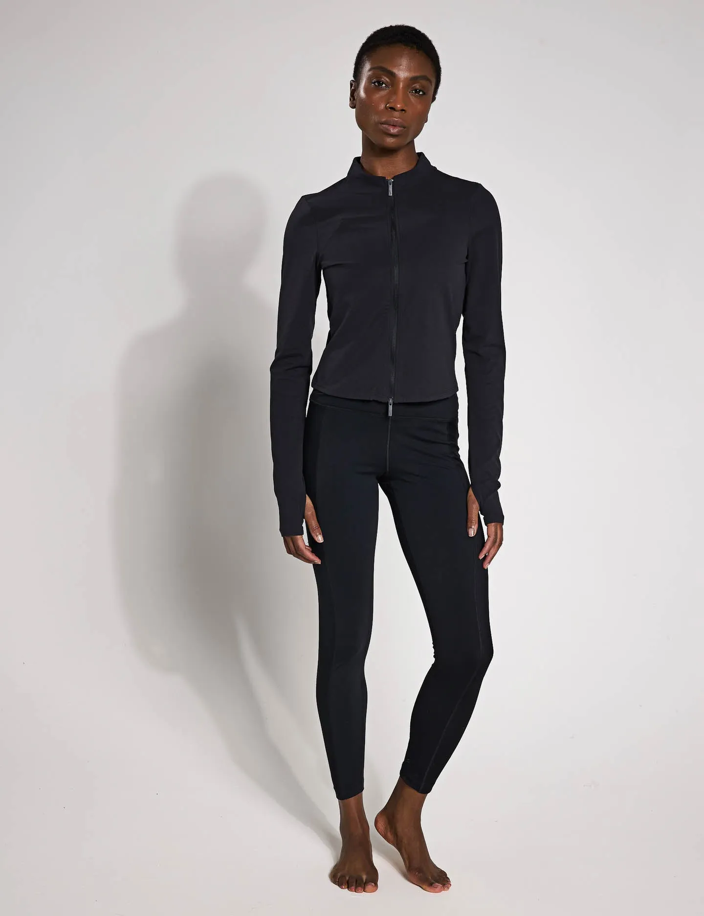 Zenvy Full-Zip Long-Sleeve Top - Black/Cool Grey