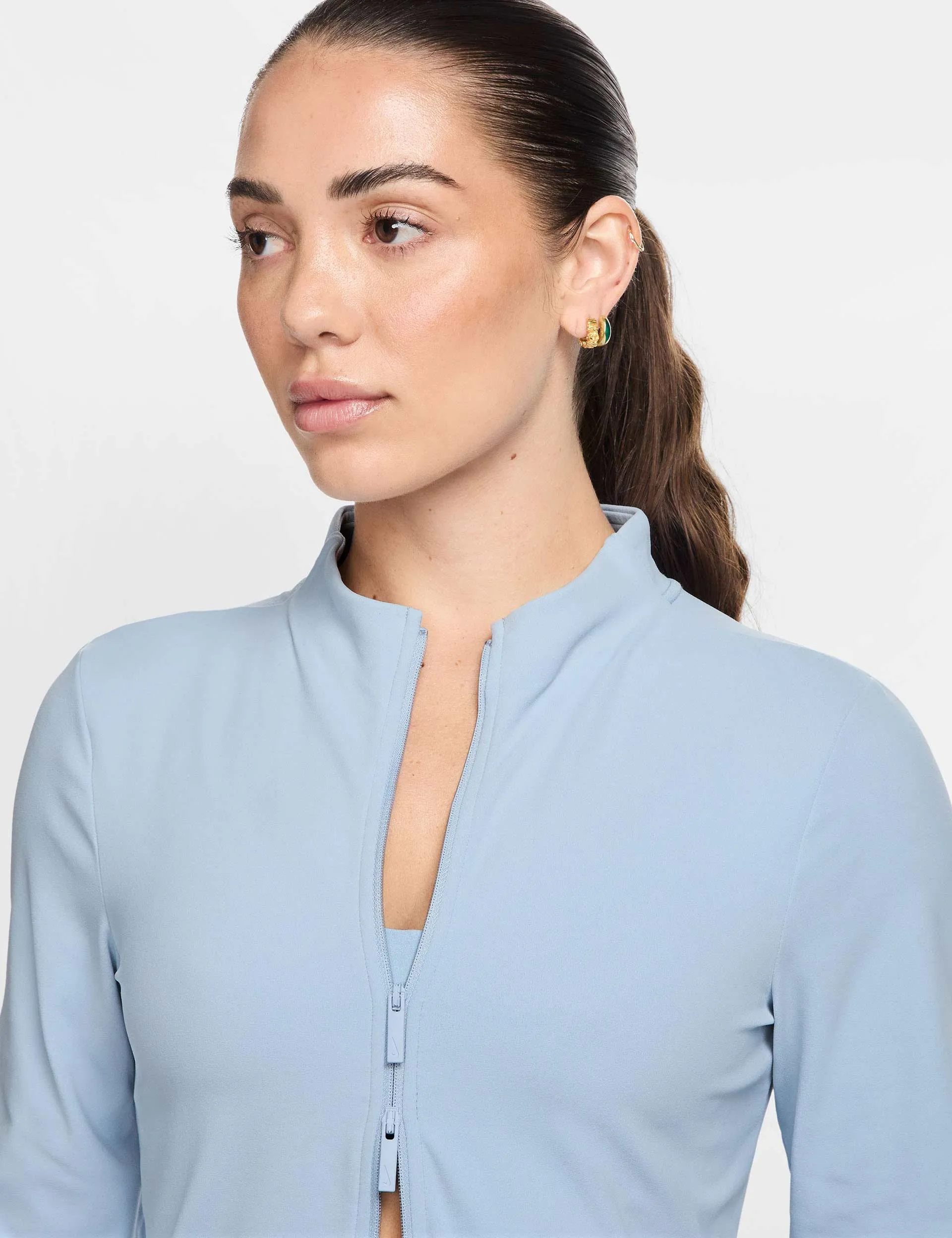 Zenvy Full-Zip Long-Sleeve Top - Light Armory Blue/Cool Grey